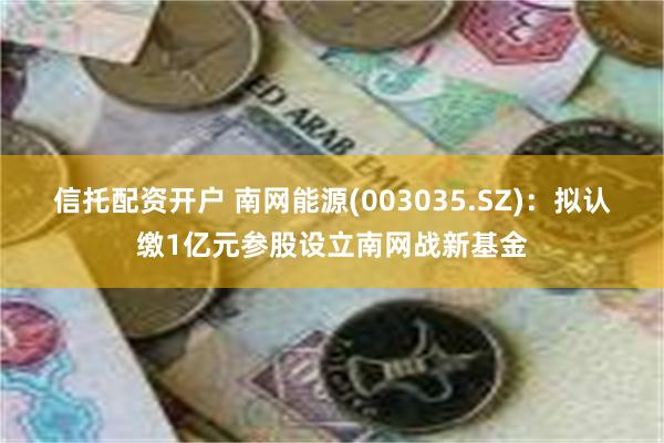 信托配资开户 南网能源(003035.SZ)：拟认缴1亿元参股设立南网战新基金